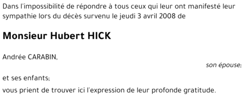 Hubert HICK