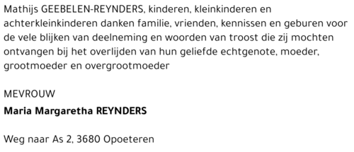 Maria Margaretha Reynders