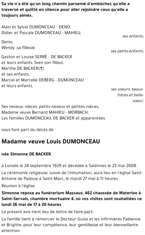 Simonne DE BACKER