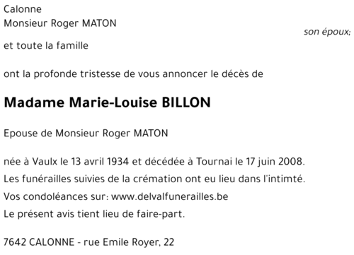 Marie-Louise BILLON