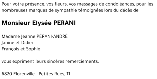 Elysée PERANI