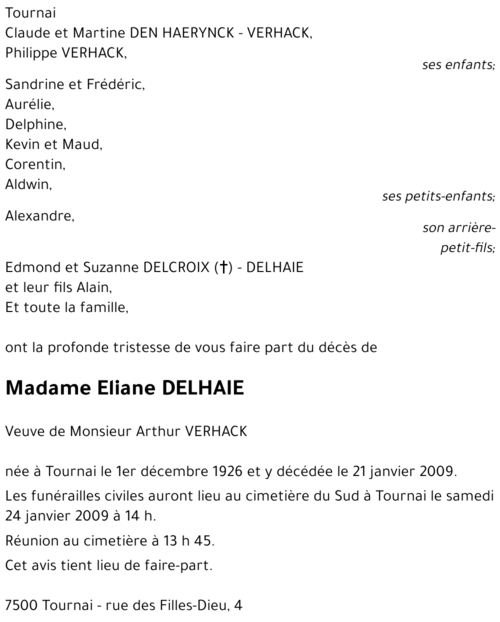 Eliane DELHAIE