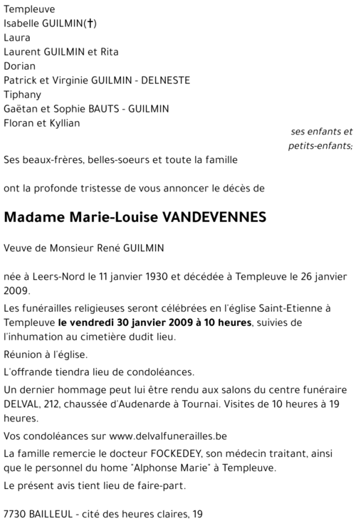 Marie-Louise VANDEVENNES