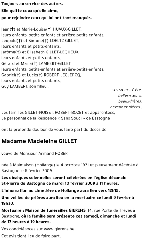 Madeleine GILLET