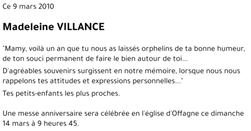 Madeleine VILLANCE
