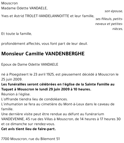 Camille VANDENBERGHE