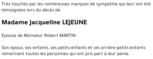 Jacqueline LEJEUNE