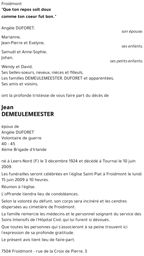 Jean DEMEULEMEESTER