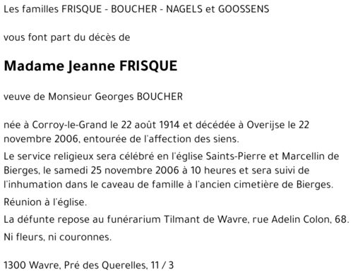 Jeanne FRISQUE