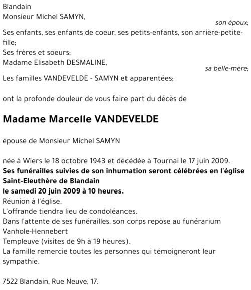 Marcelle VANDEVELDE
