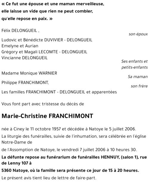 Marie-Christine FRANCHIMONT