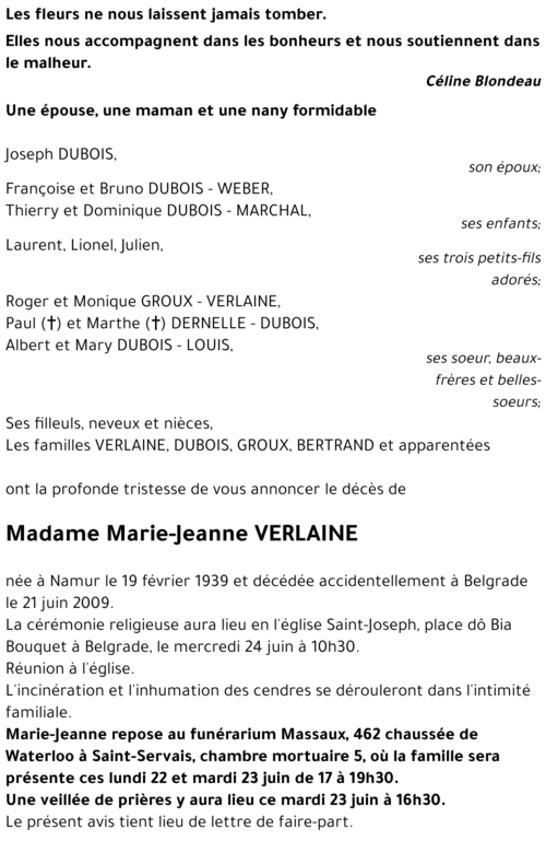 Marie-Jeanne VERLAINE