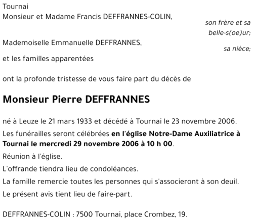 Pierre DEFFRANNES