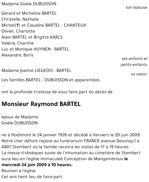 Raymond BARTEL