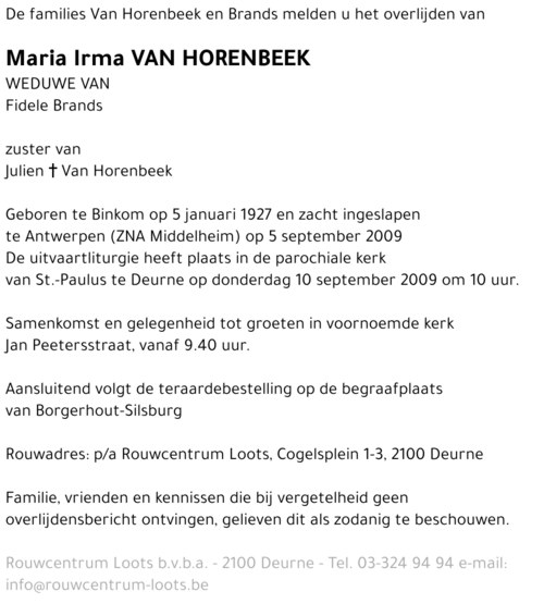 Maria Irma Van Horenbeek
