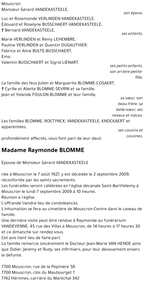 Raymonde BLOMME