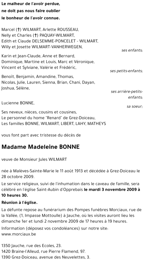 Madeleine BONNE