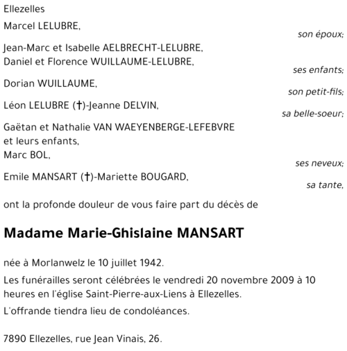 Marie-Ghislaine MANSART