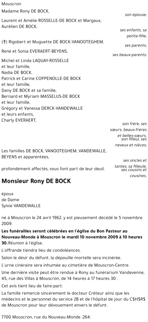 Rony DE BOCK