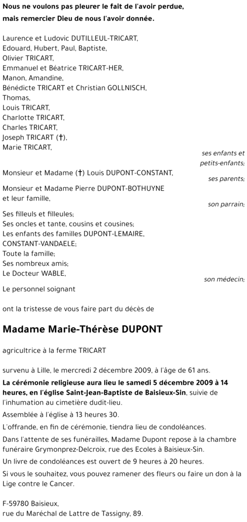 Marie-Thérèse DUPONT