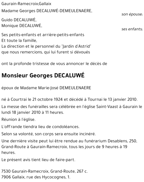 Georges DECALUWÉ