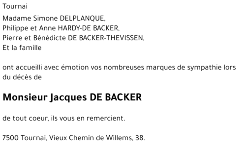 Jacques DE BACKER