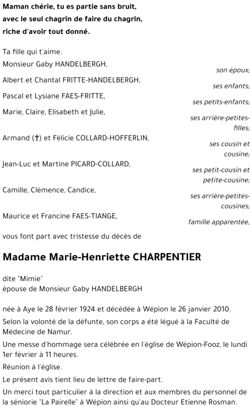 Marie-Henriette CHARPENTIER