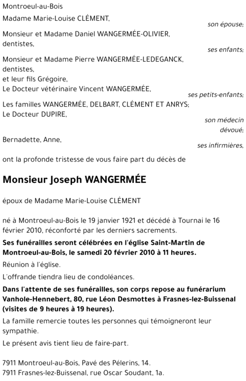 Joseph WANGERMÉE