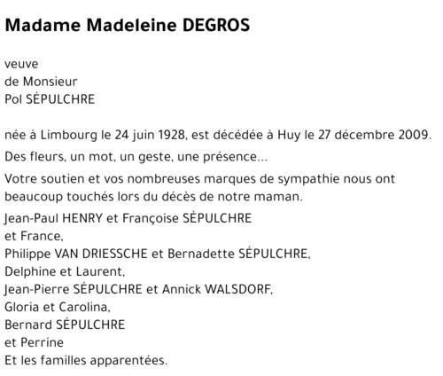 Madeleine DEGROS