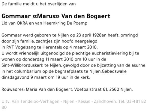 Gommaar «Marus» Van den Bogaert