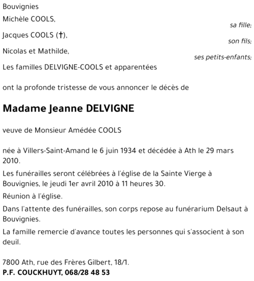 Jeanne DELVIGNE