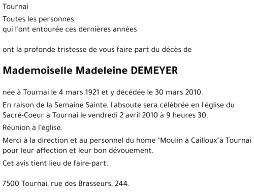 Madeleine DEMEYER