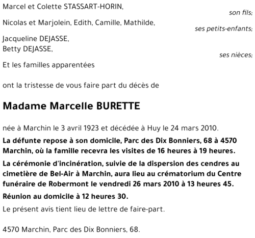 Marcelle BURETTE