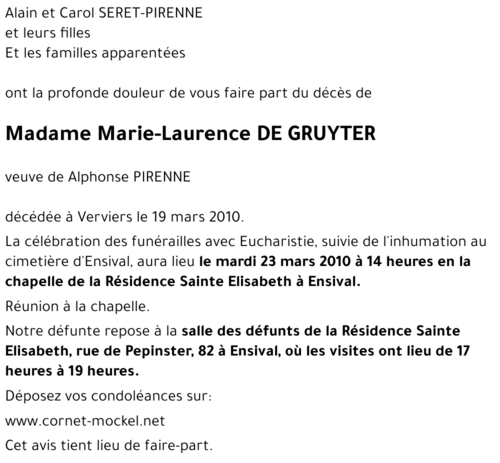 Marie-Laurence DE GRUYTER
