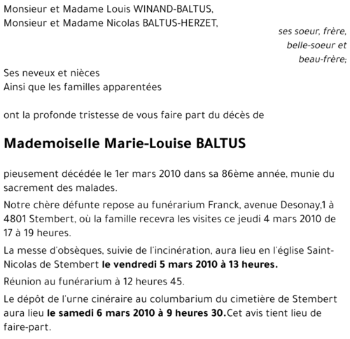 Marie-Louise BALTUS