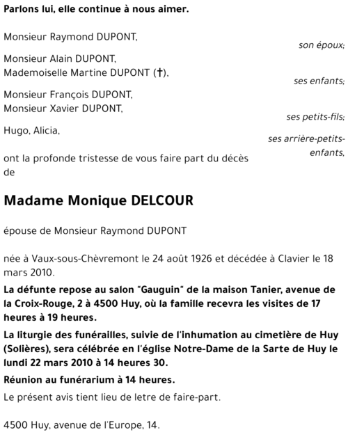 Monique DELCOUR