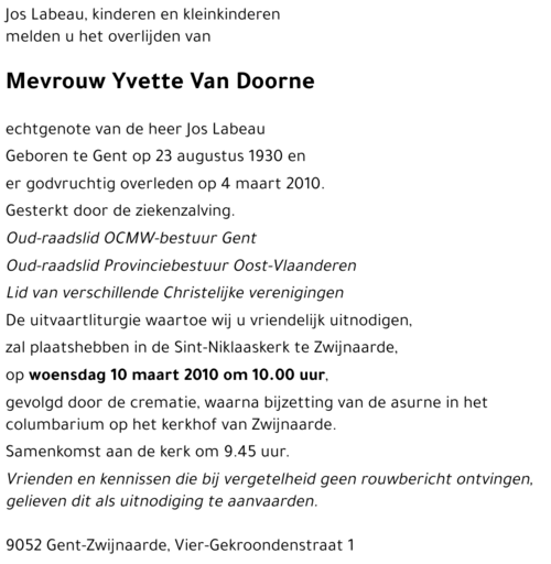 Yvette Van Doorne