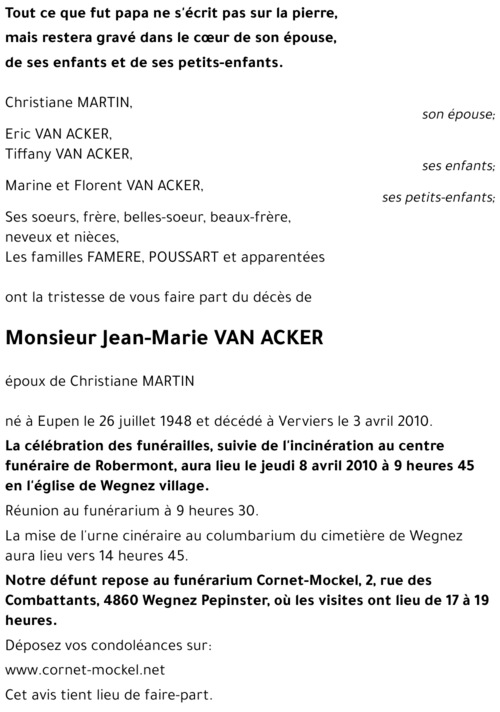 Jean-Marie VAN ACKER