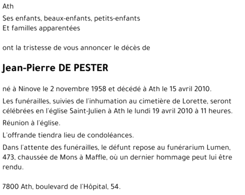 Jean-Pierre DE PESTER