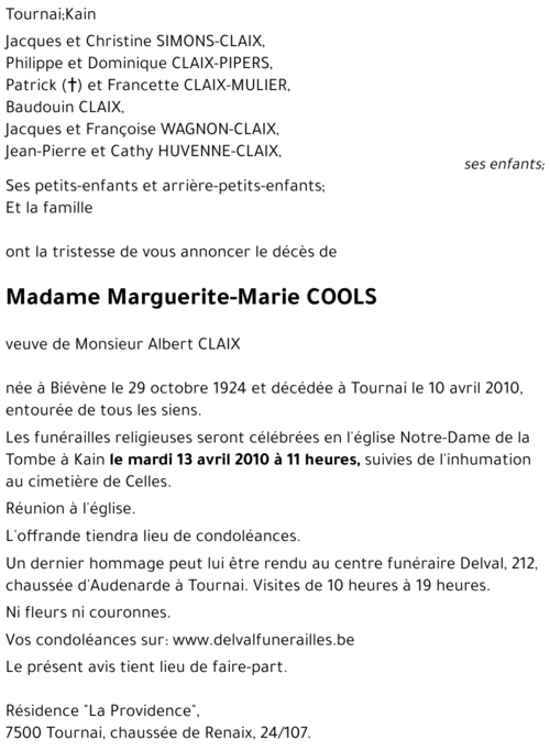 Marguerite-Marie COOLS