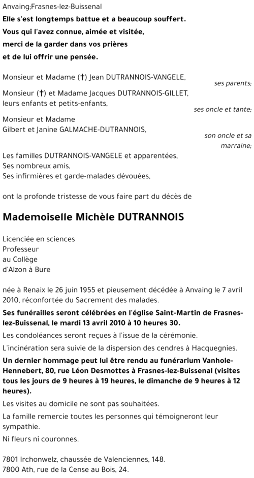 Michèle DUTRANNOIS