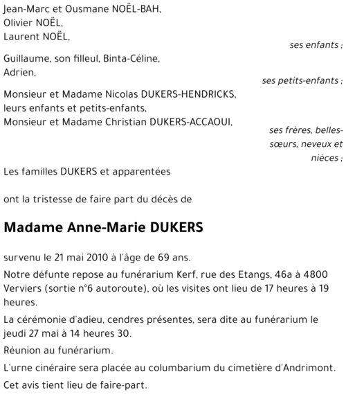 Anne-Marie DUKERS