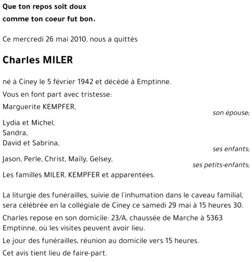 Charles MILER