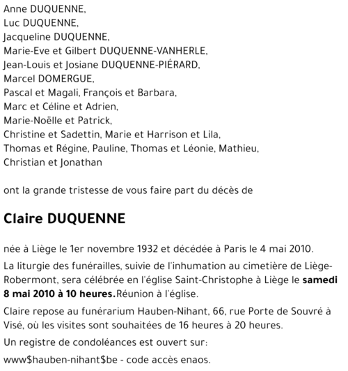 Claire DUQUENNE