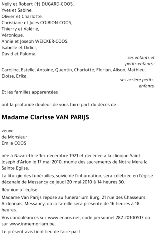 Clarisse VAN PARIJS