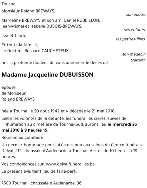 Jacqueline DUBUISSON