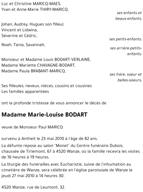 Marie-Louise BODART