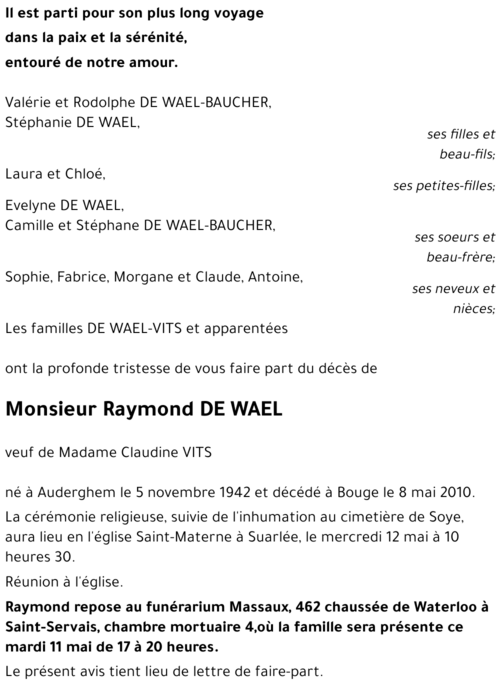 Raymond DE WAEL