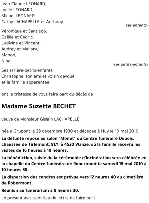 Suzette BECHET