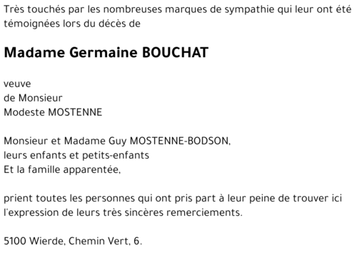 Germaine BOUCHAT